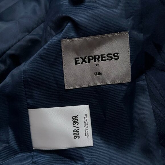 Express Blazer Jacket Mens Size 36R Sports Coat Slim Fit Floral Print Blue - Picture 5 of 6